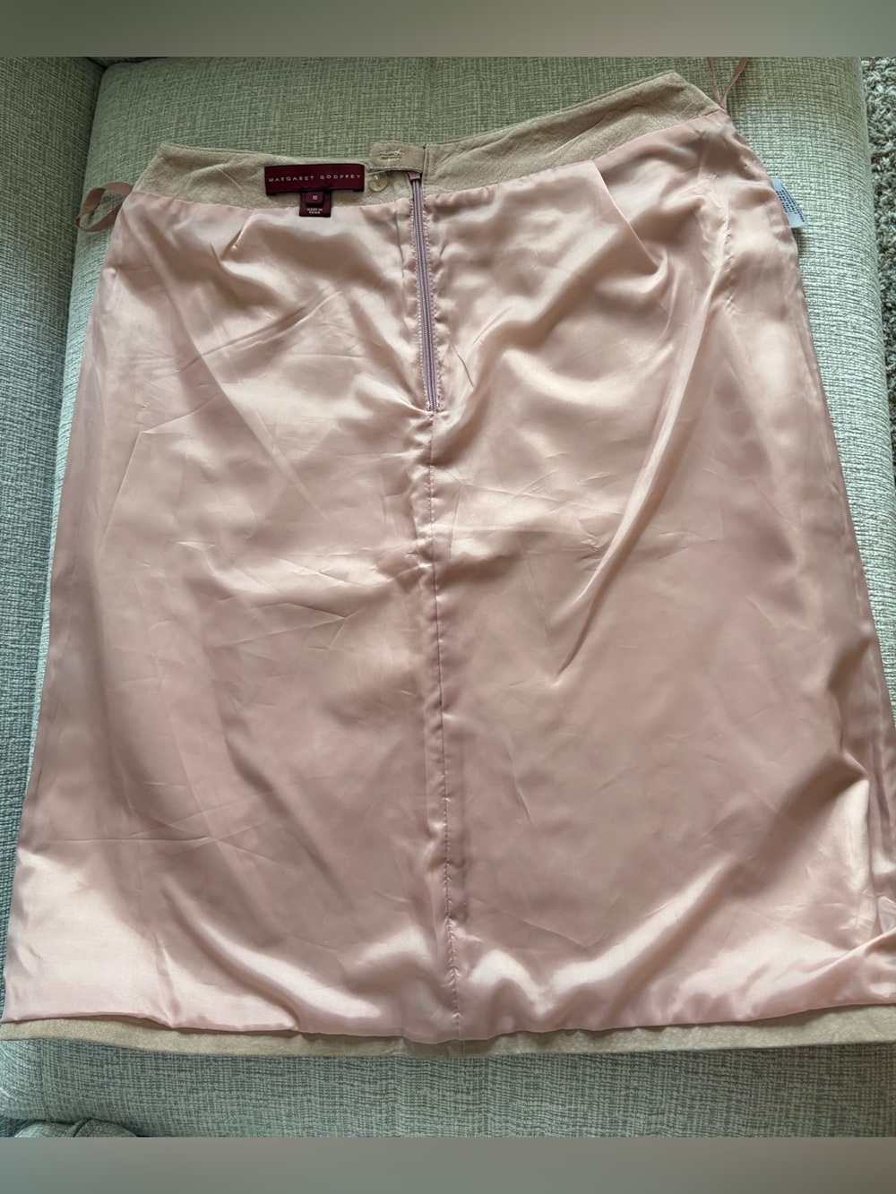 Vintage Margaret Godfrey Genuine Suede Leather Skirt Soft Blush Pink Size 10 - Picture 5 of 8